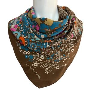Daniel La Forêt Vintage Silk Scarf – Abstract Mod Print - Hand-Rolled Edges